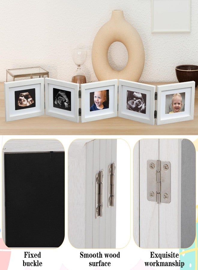 AojSup 5 Folding Sonogram Picture Frame for Expecting Parents- 4.7" × 6.8" Baby Ultrasound Picture Frame Natural Wood Sonogram Pregnancy Frames Baby First Photo Frames for Pregnant Mom Gifts, Nursery Decor - Image 3